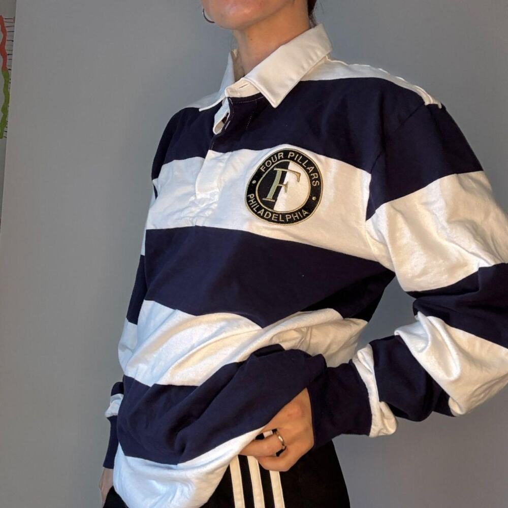 NAVY & WHITE RUGBY SHIRT FOUR PILLARS PHILLY SHIRT - Picture 4 of 6